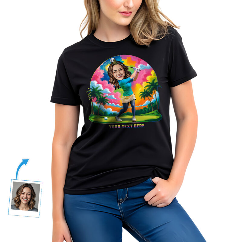 T-shirt de golf personnalisé pour femme – Art photo personnalisé, T-shirt de sport en coton 100% Cadeaux personnalisés – Ai Golf www.customywear.com 27