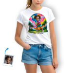 Aangepast golf-T-shirt voor meisjes - Gepersonaliseerd golfspelerontwerp op basis van foto Gepersonaliseerde geschenken – Ai Golf www.customywear.com 28