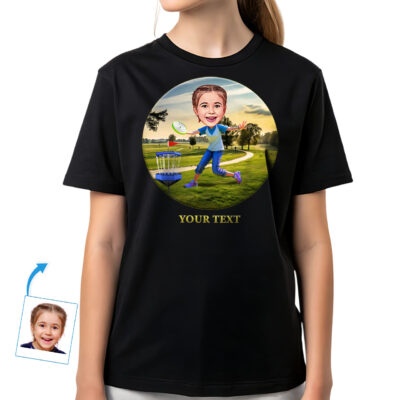 Personalized Disc Golf T-Shirt for Girls – Custom Youth Disc Golf Shirt with Digital Art Girl's T-shirts www.customywear.com