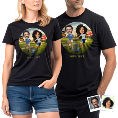 Personalized Disc Golf Couple T-Shirt – Custom Matching Disc Golf Player Shirts T-shirts for Couple www.customywear.com