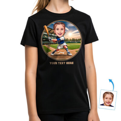 Custom Youth Baseball T-Shirt for Girls – Personalized Baseball Player Tee with Photo Girl's T-shirts www.customywear.com