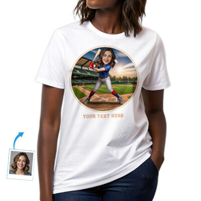 Personalized Baseball Player T-Shirt for Women – Custom Photo Baseball Gift T-shirts for Women www.customywear.com