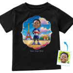 Custom French-Themed T-Shirt for Boys – Personalized Photo Character Tee Boy's T-shirts www.customywear.com 29