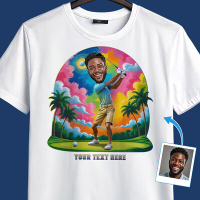 Custom Golf T-Shirt for Men – Personalized Photo Art, 100% Cotton Sports Tee T-shirts For Men www.customywear.com 2