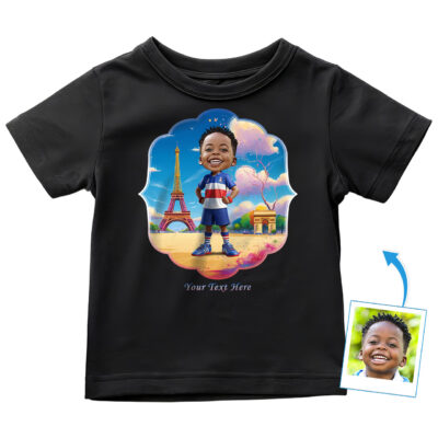 Custom French-Themed T-Shirt for Toddlers – Personalized Photo Character Tee Toddler Boy T-shirts www.customywear.com 2