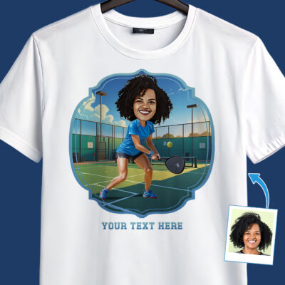 Custom Pickleball Player T-Shirt for Women – Personalized Photo Character Design T-shirts for Women www.customywear.com 2