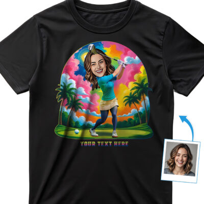 Custom Golf T-Shirt for Women – Personalized Photo Art, 100% Cotton Sports Tee T-shirts for Women www.customywear.com 2