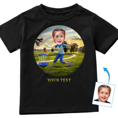 Personalized Disc Golf T-Shirt for Girls – Custom Youth Disc Golf Shirt with Digital Art Girl's T-shirts www.customywear.com 2