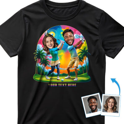 Custom Couple Golf T-Shirt – Personalized Golf Player Design from Your Photo T-shirts for Couple www.customywear.com 2