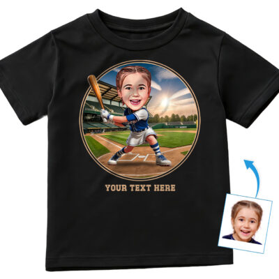 Custom Youth Baseball T-Shirt for Girls – Personalized Baseball Player Tee with Photo Girl's T-shirts www.customywear.com 2