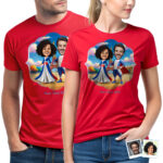 Individuelles Paar-T-Shirt mit französischem Thema – Personalisiertes Foto-Charakter-T-Shirt Paar www.customywear.com 32