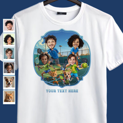 Custom Pickleball T-Shirts for Families & Groups – Personalized Player Character Design Family www.customywear.com 2