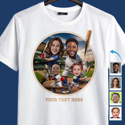 Custom Baseball T-Shirt for Families & Groups – Personalized Baseball Player Tee Family www.customywear.com 2