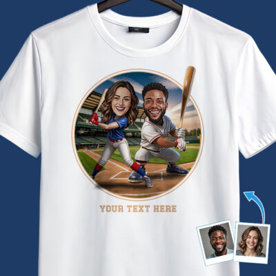 Custom Baseball T-Shirt for Couples – Personalized Baseball Player Tee with Photo T-shirts for Couple www.customywear.com 2