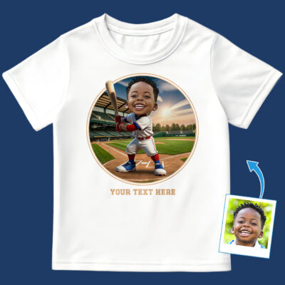Custom Baseball T-Shirt for Kids – Personalized Baseball Player Tee with Photo Boy's T-shirts www.customywear.com 2