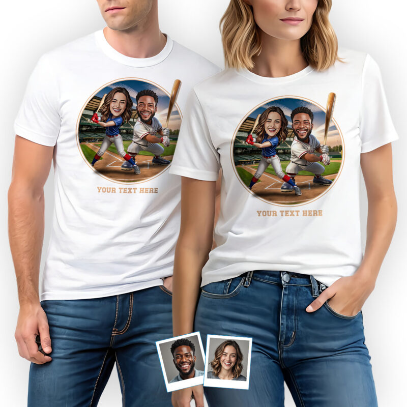 Camiseta de beisebol personalizada para casais – Camiseta personalizada de jogador de beisebol com foto Casal www.customywear.com 27