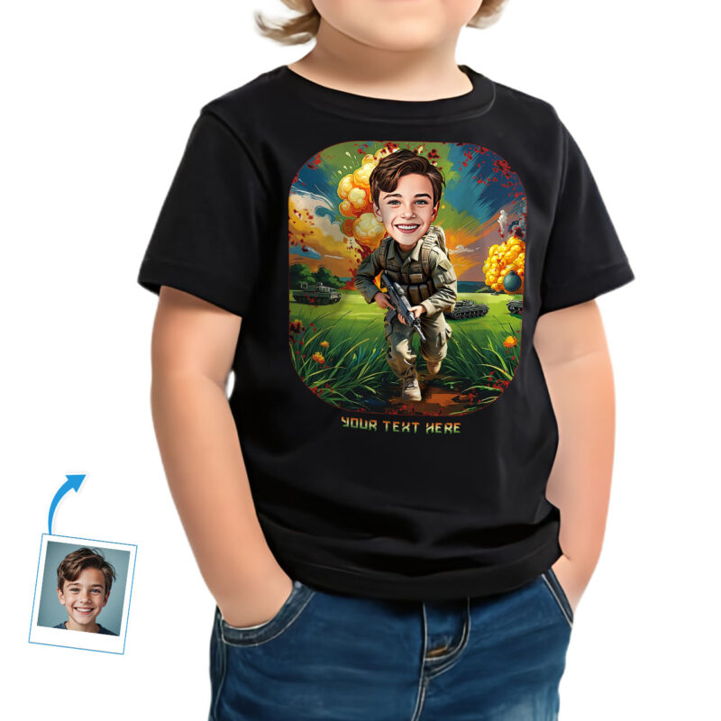 Custom Soldier Portrait T-Shirt for Toddlers – Personalized Army Photo Gift Tee, Military-Themed Design for Toddler Boys Custom Gifts – Ai Army www.customywear.com 16