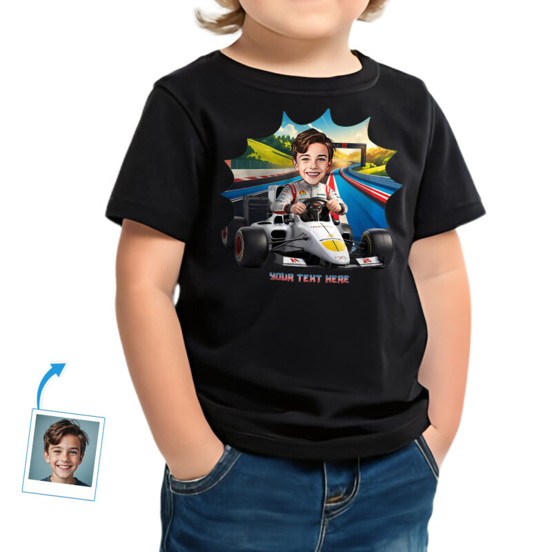 Toddler Boy’s Elite Racing Driver T-Shirt – Personalized Race Car Tee for Kids | Custom Gift with Your Child’s Photo Custom Gifts – Formula 1 Racing Car www.customywear.com 16