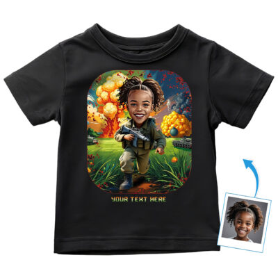 Personalized Army Character T-Shirt for Toddler Girls – Custom Military Photo Tee with Cute Combat Design, Unique Gift for Little Soldiers Toddler Girl T-shirts www.customywear.com 2