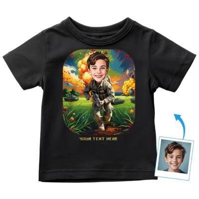 Custom Soldier Portrait T-Shirt for Toddlers – Personalized Army Photo Gift Tee, Military-Themed Design for Toddler Boys Toddler Boy T-shirts www.customywear.com 2