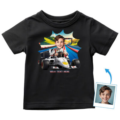 Toddler Boy’s Elite Racing Driver T-Shirt – Personalized Race Car Tee for Kids | Custom Gift with Your Child’s Photo Toddler Boy T-shirts www.customywear.com 2