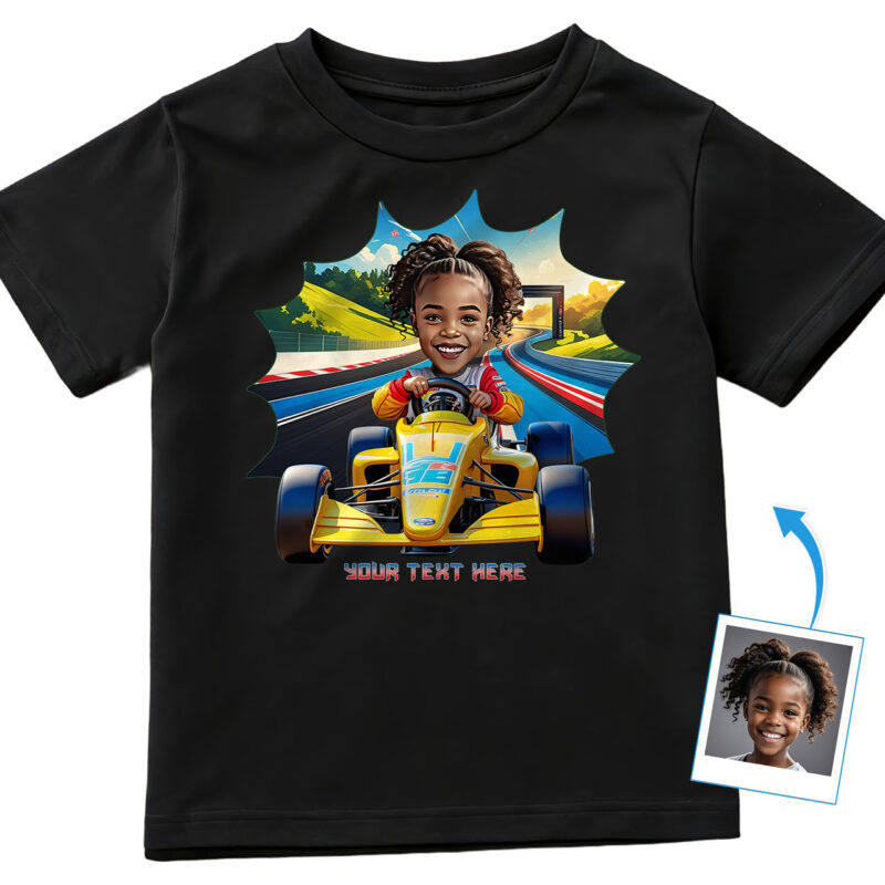 A9-G1-customywear-custom-Girls-young-girls-youth-personalized-photo-t-shirts-customy-wear Girl’s Personalized Racing T-Shirt – Custom Speed Racer Tee for Kids with Photo | Unique Gift for Girls Who Love Cars & Speed