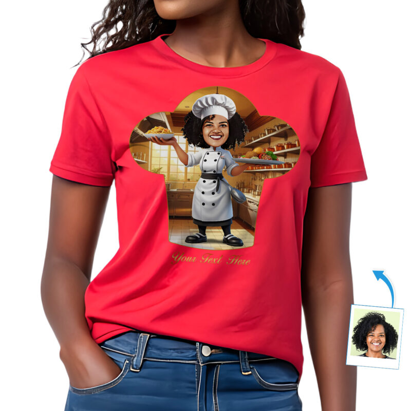 Camiseta de chef personalizada para mujer: regalo personalizado para chefs de restaurantes, maestros de la barbacoa, estudiantes de cocina y amantes de la cocina.