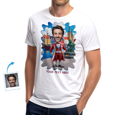 Custom Men’s Danish Flag T‑Shirt for Denmark Lovers – Personalized Photo Design Celebrating Danish Heritage & Culture, Perfect Gift T-shirts For Men www.customywear.com