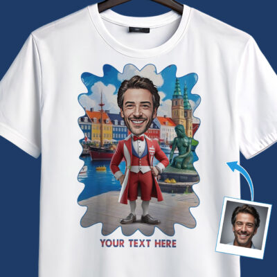 Custom Men’s Danish Flag T‑Shirt for Denmark Lovers – Personalized Photo Design Celebrating Danish Heritage & Culture, Perfect Gift T-shirts For Men www.customywear.com 2