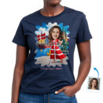 Custom Women’s Denmark Outfit T‑Shirt – Personalized Photo Art with Danish Flag Dress & Colorful Heritage Background, Perfect Gift Custom Gifts - Denmark Culture www.customywear.com 39