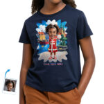 Girl’s Custom Danish Flag T‑Shirt – Personalized Photo Portrait in Danish Flag Dress | Kid’s Cultural Keepsake Gift Custom Gifts - Denmark Culture www.customywear.com 39