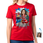 Custom Women’s Denmark Outfit T‑Shirt – Personalized Photo Art with Danish Flag Dress & Colorful Heritage Background, Perfect Gift Custom Gifts - Denmark Culture www.customywear.com 40