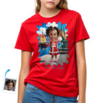 Girl’s Custom Danish Flag T‑Shirt – Personalized Photo Portrait in Danish Flag Dress | Kid’s Cultural Keepsake Gift Custom Gifts - Denmark Culture www.customywear.com 40