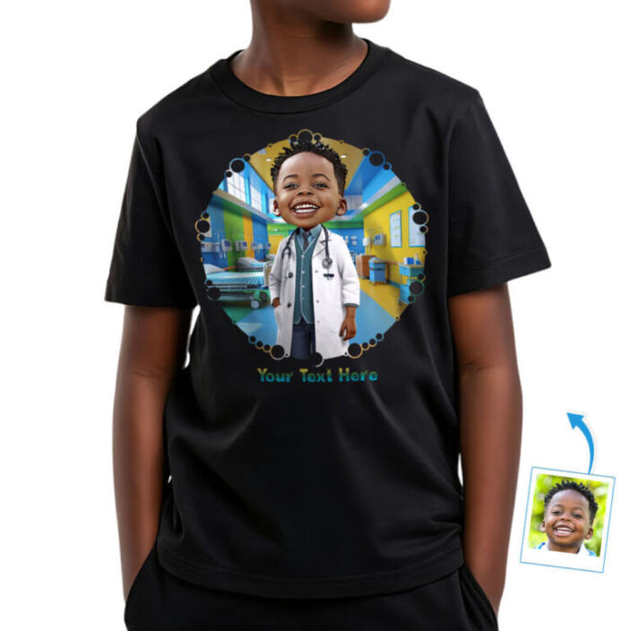 Custom Doctor Inspiration T-Shirt for Boys Kids Aspiring Doctors – Premium Cotton DTG Personalized Photo Gift-customywear (1)