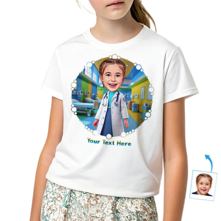 Custom Doctor School Inspiration T-Shirt for Girls - Premium Cotton DTG Personalized Photo Gift to Inspire Young Healers-customywear (1)