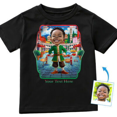 Custom Italian Flag T-Shirt for Boys – Personalized Photo Tee with Italian Flag Design, Ideal Gift for Young Italian Culture Enthusiasts Boy's T-shirts www.customywear.com 2