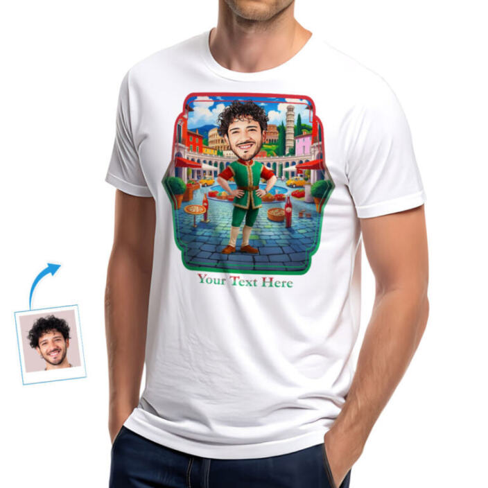 Camiseta personalizada com bandeira italiana para homens – Camiseta com foto personalizada para amantes da cultura italiana, presente ideal para italianos orgulhosos -customywea…