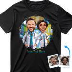 Custom Nurse & Doctor Couples T-Shirts – Personalized Photo-to-Art 100% Cotton Gift for Medical Couples on Birthdays, Anniversaries & Graduations T-shirts for Couple www.customywear.com 3