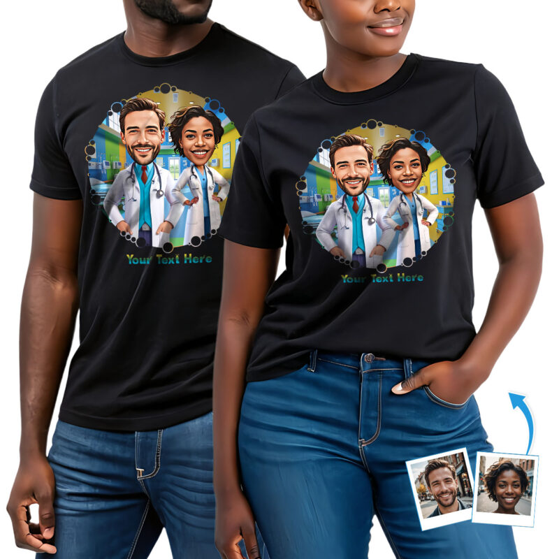 Custom Nurse & Doctor Couples T-Shirts – Personalized Photo-to-Art 100% Cotton Gift for Medical Couples on Birthdays, Anniversaries & Graduations T-shirts for Couple www.customywear.com