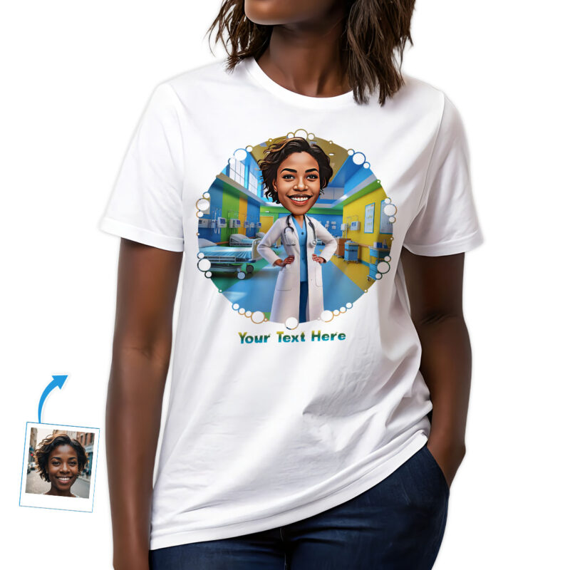 Camisetas personalizadas con foto-arte para doctoras y heroínas de la salud: 100 % algodón. Regalo personalizado para enfermeras y estudiantes de medicina. Ropa personalizada (3).