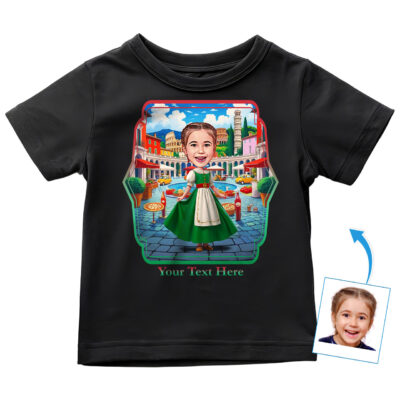 Personalized Italian Flag Dress T-Shirt for Toddler Girls – Custom Photo Tee with Italy Travel-Inspired Digital Art Toddler Girl T-shirts www.customywear.com 2