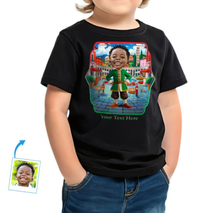 Personalized Italian Flag T-Shirt for Toddler Boys – Custom Selfie Shirt with Your Child’s Photo & Italy Travel-Inspired Design-customywear (1)