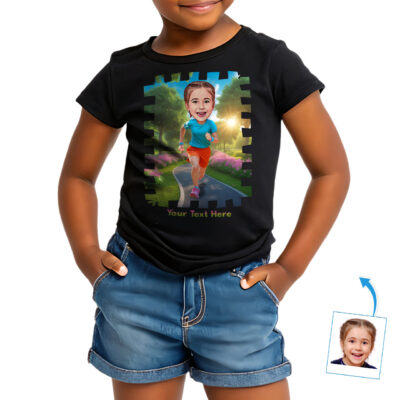 Custom Runner T-Shirt for Toddler Girls – Personalized Jogging Photo Tee for Active Little Outdoor Explorers Toddler Girl T-shirts www.customywear.com
