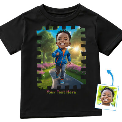 Custom Runner T-Shirt for Boys – Personalized Jogging Photo Tee for Active Kids Who Love Outdoor Adventures Boy's T-shirts www.customywear.com 2