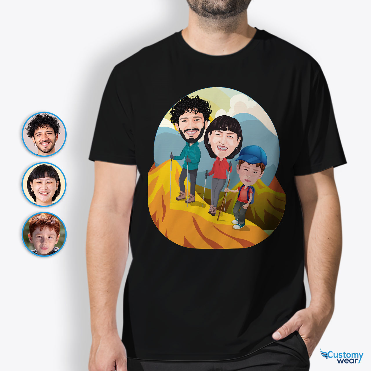 3a - create personalized T-shirt - Custom Poster - Portrait art - Pet portrait with your photo - Customywear Personalisiertes Wandershirt für Männer | Personalisiertes Bergabenteuer-T-Shirt
