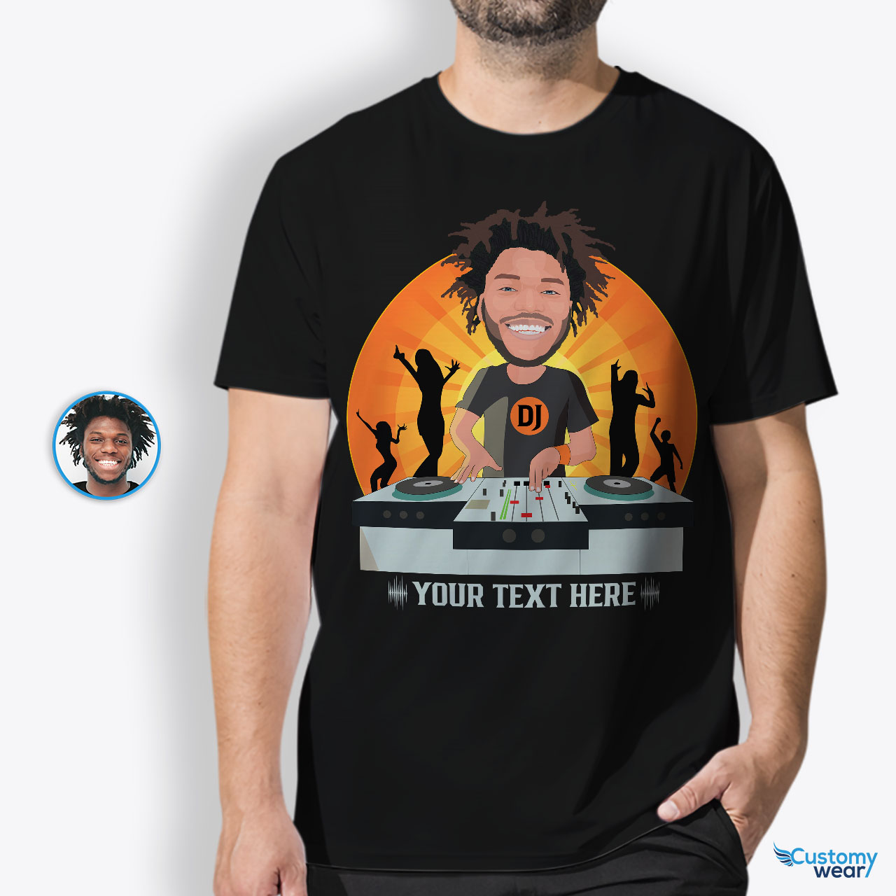 3a - create personalized T-shirt - Custom Poster - Portrait art - Pet portrait with your photo - Customywear T-shirt personalizzata per DJ - Custom Arte da indossare