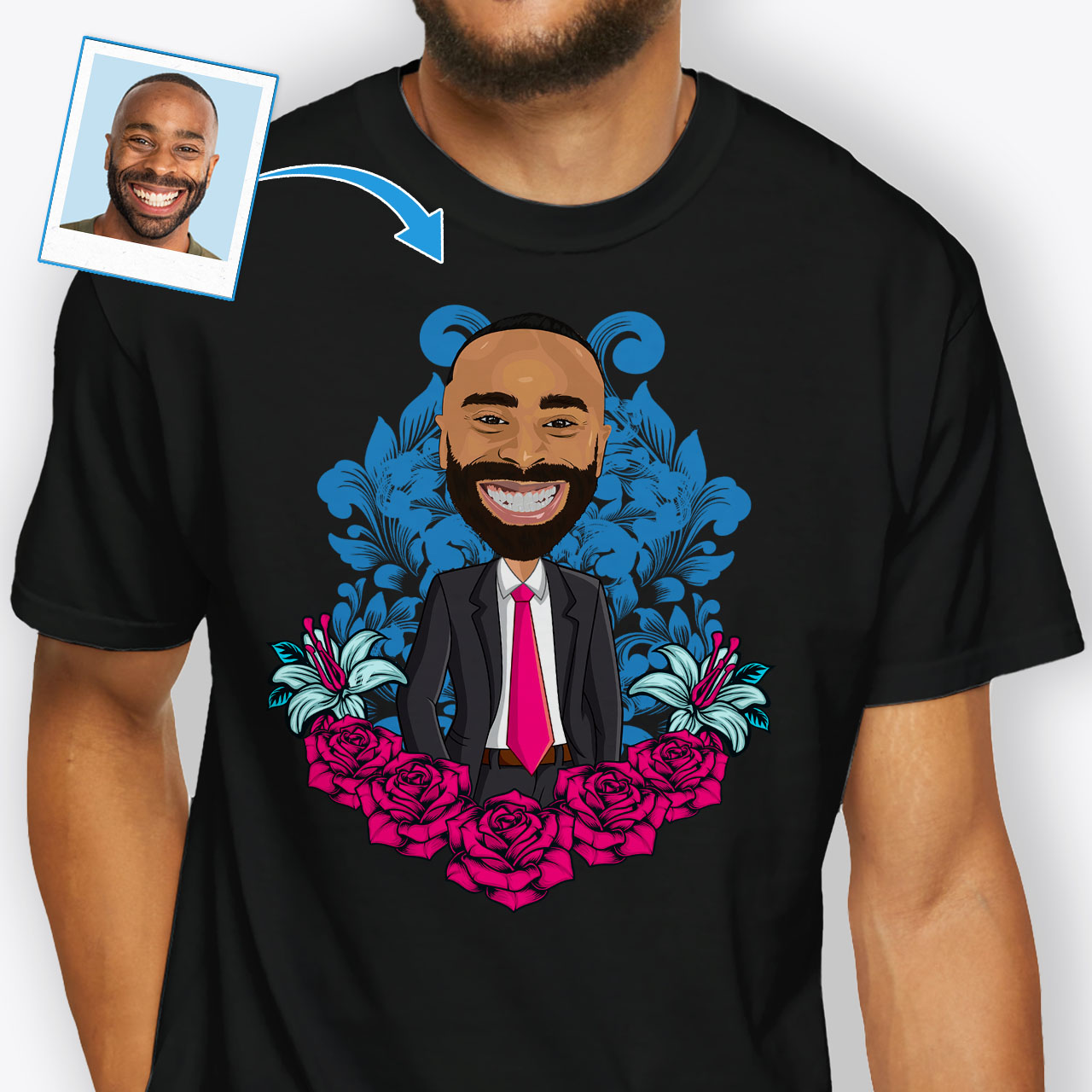 A - MALE 1 - create personalized T-shirt for men - women -kids-toddler-custom tee with your photo - Customywear - customy wear Personalisiertes Kuhreitshirt für Männer | Personalisiertes lustiges T-Shirt
