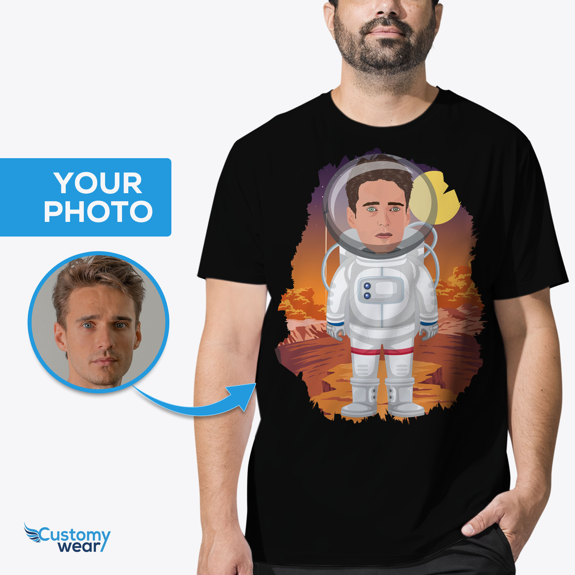 Custom_astronaut_shirt,_Moon_shirt,_Alien_shirt,_Step_dad_gift,_Science_shirt_for_him (1) Tricou personalizat cu tematică de astronaut - Tricou personalizat cu tematică de știință extraterestră pentru el