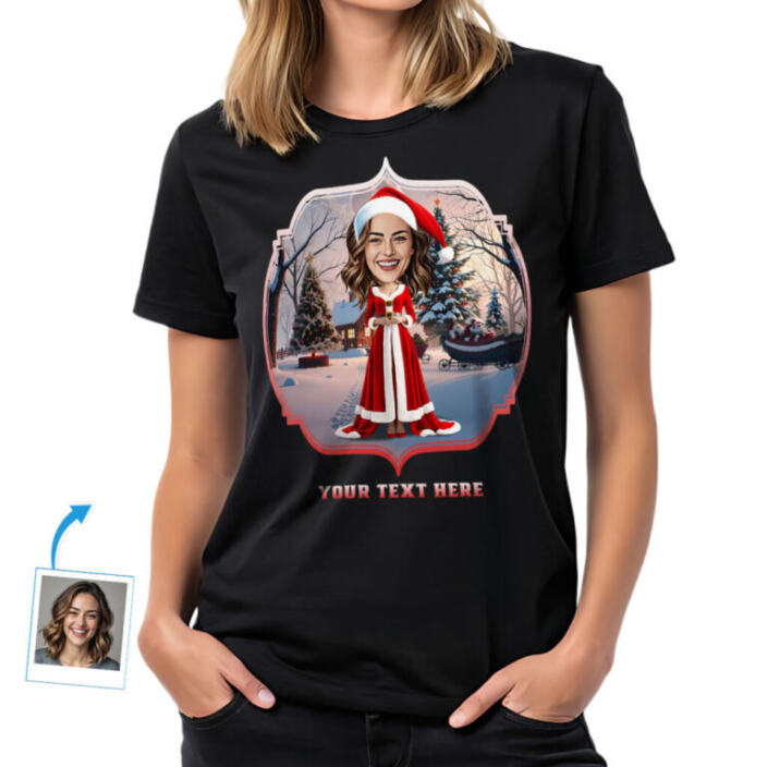 Bad Santa T Shirt - Custom Santa Tee for Women with Your Photo-customy-wear (1)