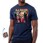 Custom Christmas DJ T-Shirt – Transform Your Photo into Santa DJ Spinning Holiday Mixes T-shirts For Men www.customywear.com 5
